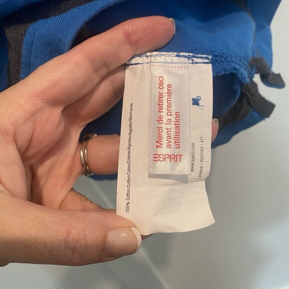 Vintage Esprit Rugby Shirt Men S Blue Striped Stitched Embroidered Urban Fit NWT - Picture 12 of 14